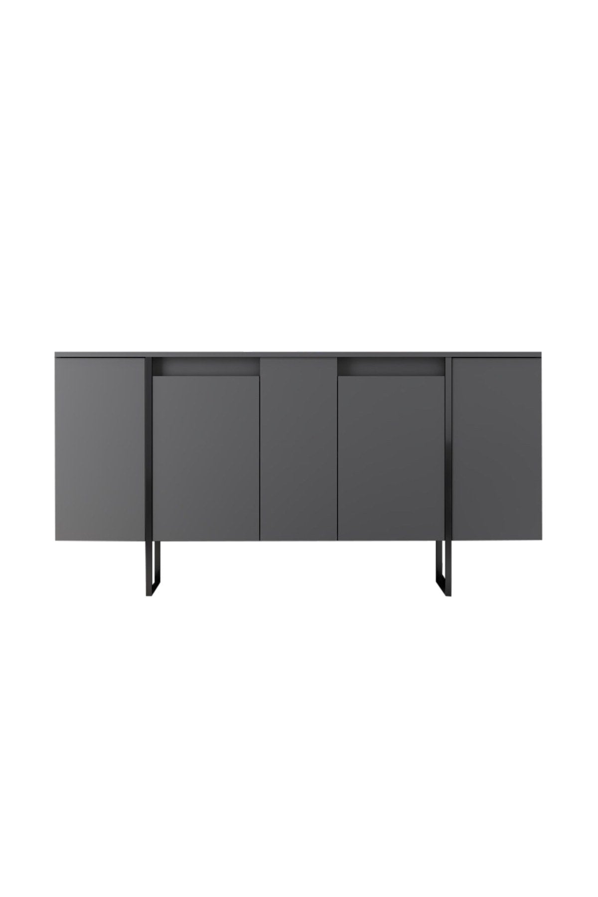 Meubelsets - Meubelset Antraciet Luxe - Salontafel + TV Meubel + Dressoir - Zwart Frame - Dimehouse
