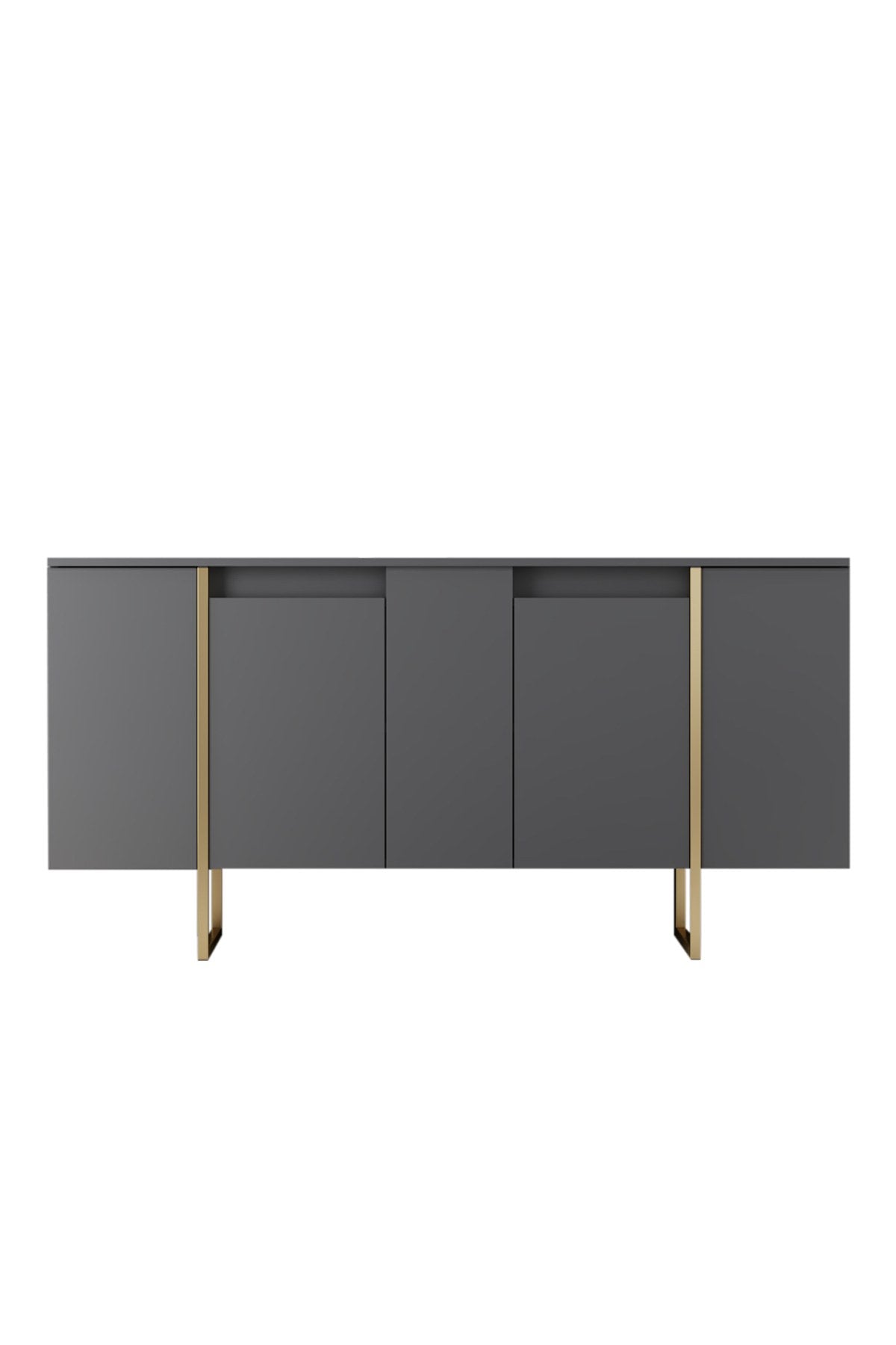Meubelsets - Meubelset Antraciet Luxe - Salontafel + TV Meubel + Dressoir - Gouden Frame - Dimehouse