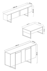 Meubelsets - Meubelset Wit Luxe - Salontafel + TV Meubel + Dressoir - Gouden Frame - Dimehouse