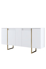 Meubelsets - Meubelset Wit Luxe - Salontafel + TV Meubel + Dressoir - Gouden Frame - Dimehouse