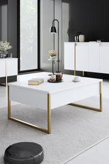 Meubelsets - Meubelset Wit Luxe - Salontafel + TV Meubel + Dressoir - Gouden Frame - Dimehouse