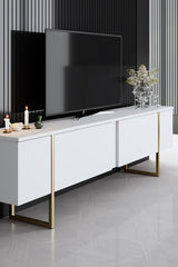 Meubelsets - Meubelset Wit Luxe - Salontafel + TV Meubel + Dressoir - Gouden Frame - Dimehouse