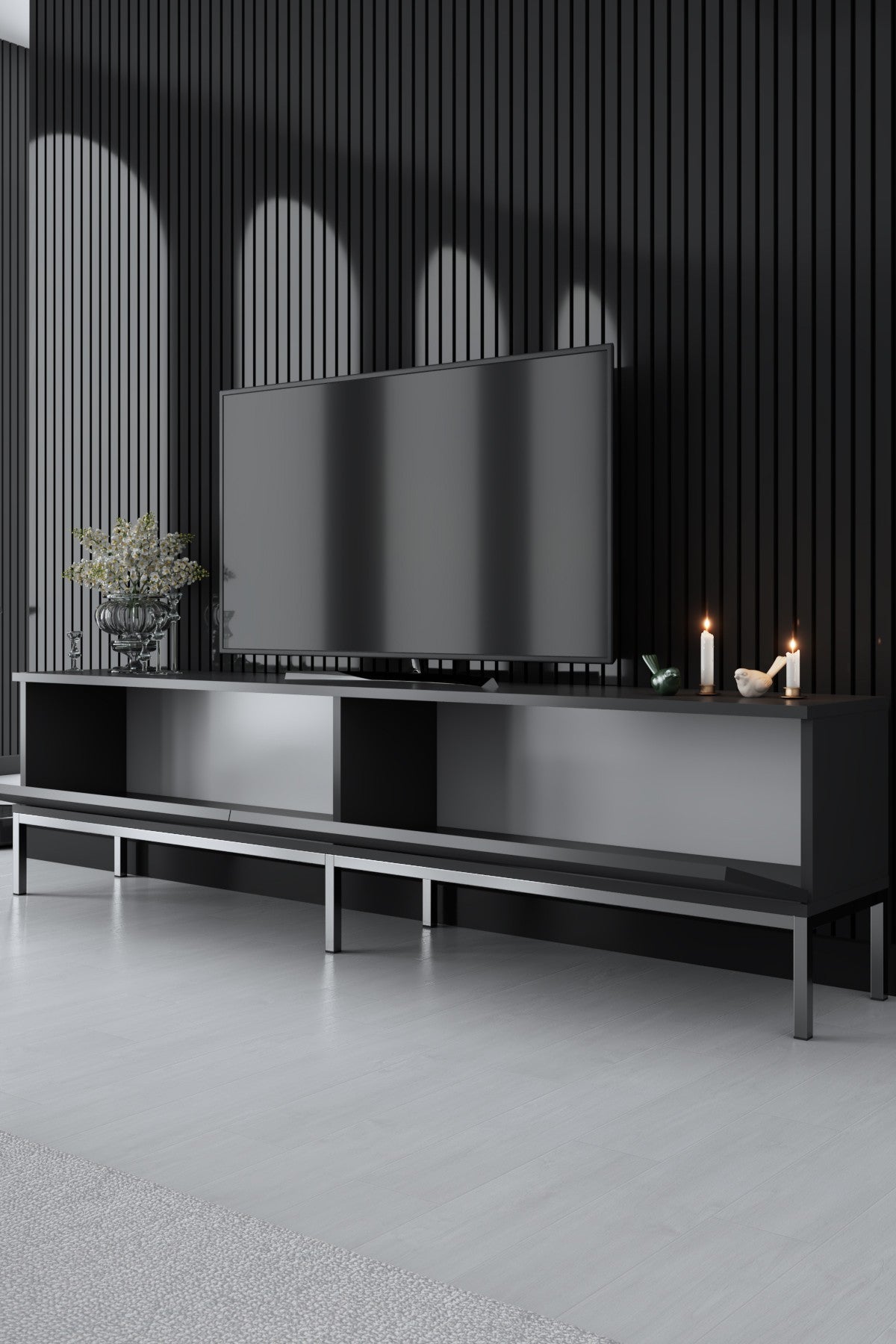 TV Møbel Lord Antracit Sølv Melamin 180x47x30 cm