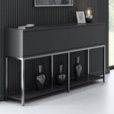 Dressoirs - Modern Dressoir Antraciet Lord 150x30x80 - Zilver Frame - Twee Vakken - Dimehouse