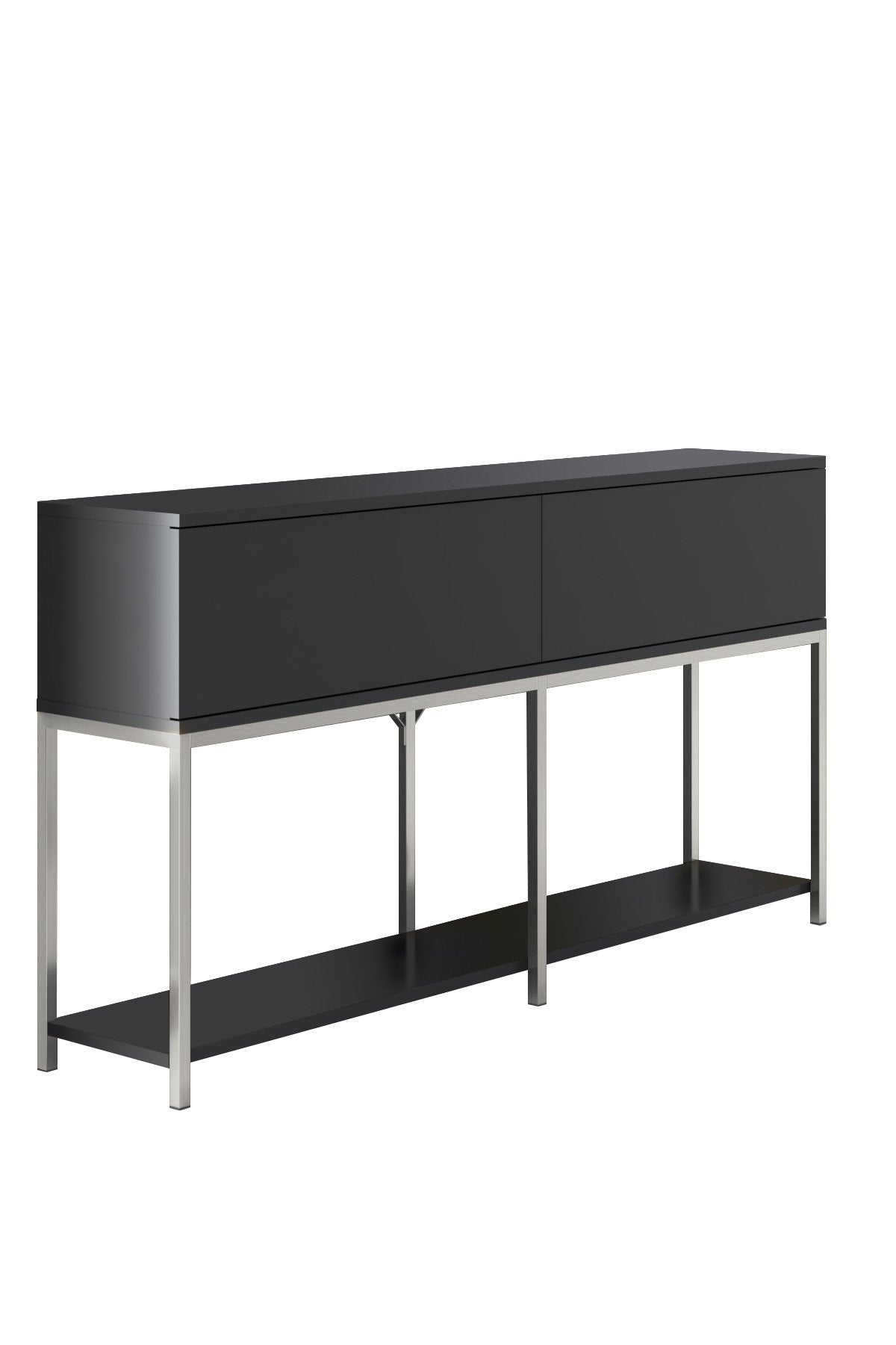 Dressoirs - Modern Dressoir Antraciet Lord 150x30x80 - Zilver Frame - Twee Vakken - Dimehouse