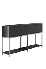 Dressoirs - Modern Dressoir Antraciet Lord 150x30x80 - Zilver Frame - Twee Vakken - Dimehouse