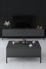 TV Møbel Lord Antracit Sort Melamin 180x47x30 cm