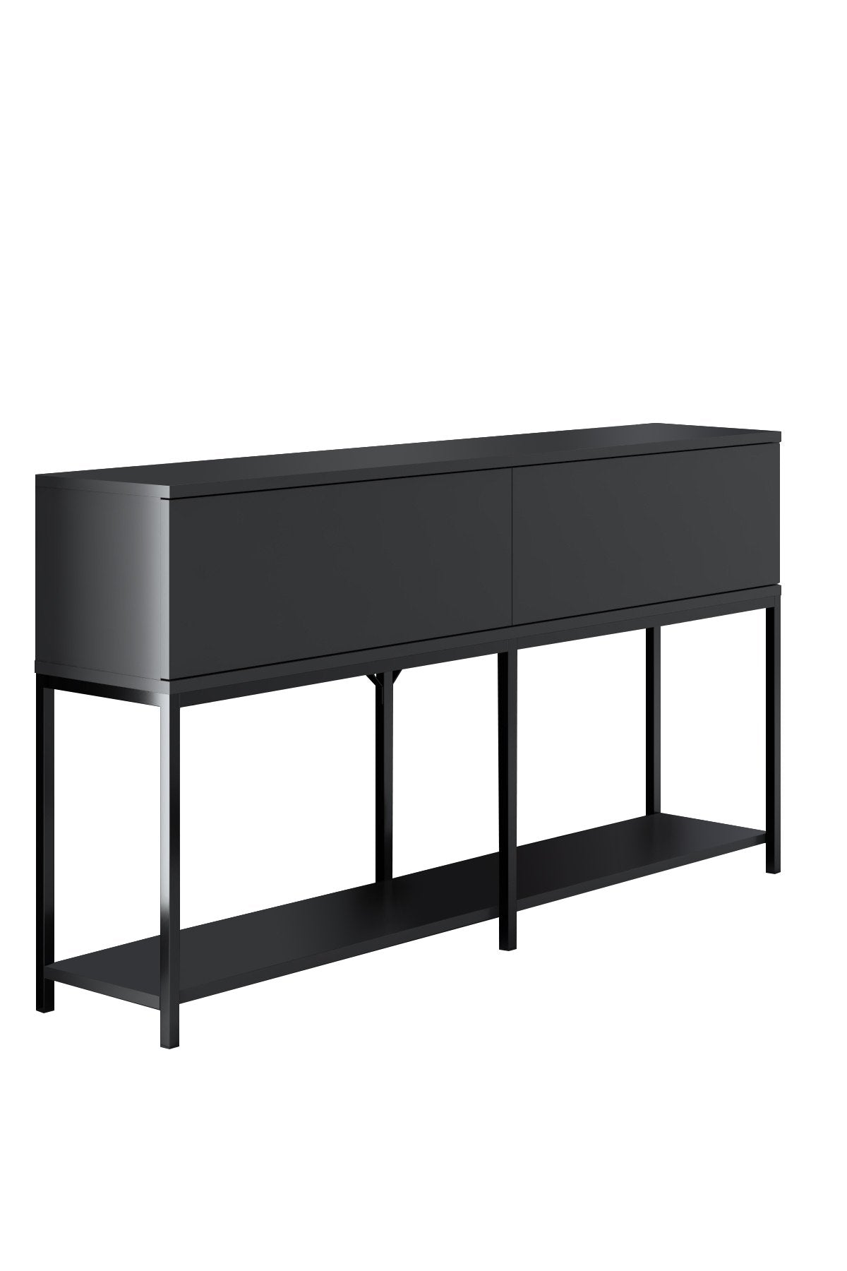 Dressoirs - Modern Dressoir Antraciet Lord 150x30x80 - Zwart Frame - Twee Vakken - Dimehouse