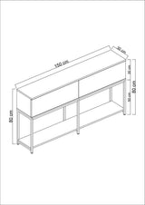 Dressoirs - Modern Dressoir Antraciet Lord 150x30x80 - Zwart Frame - Twee Vakken - Dimehouse