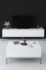 TV Møbel Lord Hvid Sølv Melamin 180x47x30 cm