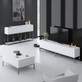 Meubelsets - Meubelset Wit Lord - Salontafel + TV Meubel + Dressoir - Zilver Frame - Dimehouse