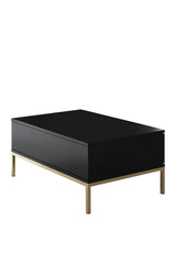 Salontafels - Rechthoekige Salontafel Zwart Lord 90x60 - Gouden Frame - Dimehouse