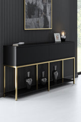 Meubelsets - Meubelset Zwart Lord - Salontafel + TV Meubel + Dressoir - Gouden Frame - Dimehouse
