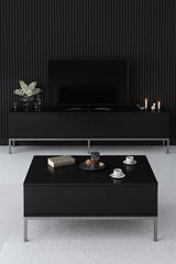 TV Møbel Lord Sort Sølv Melamin 180x47x30 cm