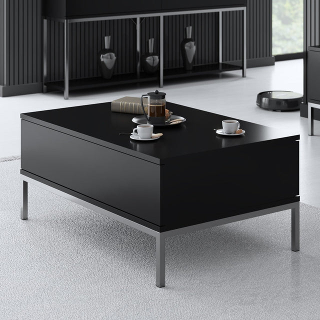 Salontafels - Rechthoekige Salontafel Zwart Lord 90x60 - Zilver Frame - Dimehouse