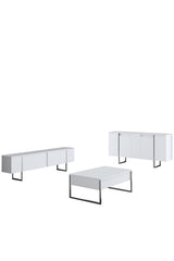 Meubelsets - Meubelset Wit Luxe - Salontafel + TV Meubel + Dressoir Luxe - Zilver Frame - Dimehouse