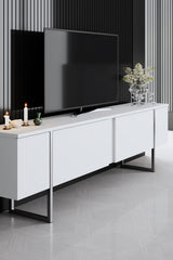 Meubelsets - Meubelset Wit Luxe - Salontafel + TV Meubel + Dressoir Luxe - Zilver Frame - Dimehouse