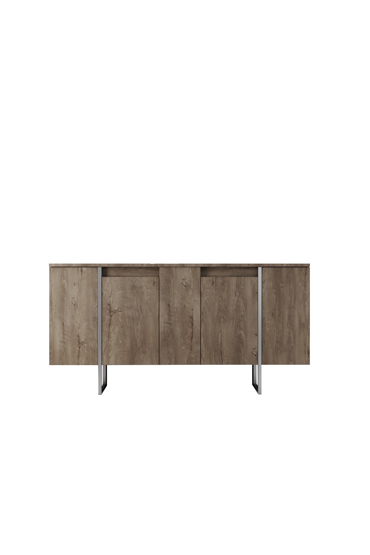 Meubelsets - Meubelset Walnoot Luxe - Salontafel + TV Meubel + Dressoir - Zilver Frame - Dimehouse