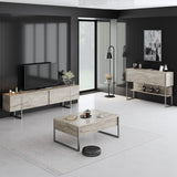 Meubelsets - Meubelset Travertin Luxe - Salontafel + TV Meubel + Dressoir - Zilver Frame - Dimehouse