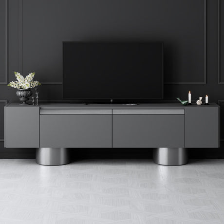 TV Meubels - TV Meubel Antraciet Bohem 180x50x30 - Zilver Frame - Dimehouse