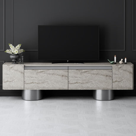 TV Møbler Travertin Bohem 180x50x30 - Sølv Stel