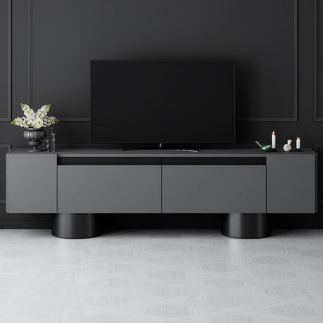TV Meubels - TV Meubel Antraciet Bohem 180x50x30 - Zwart Frame - Dimehouse