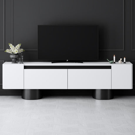 TV Møbler Hvid Bohem 180x50x30 - Sort Stel
