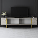 TV Meubels - TV Meubel Travertin Yildiz 180x50x30 - Gouden Frame - Dimehouse
