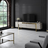 TV Meubels - TV Meubel Travertin Yildiz 180x50x30 - Gouden Frame - Dimehouse