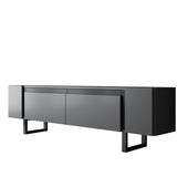 TV Meubels - TV Meubel Antraciet Yildiz 180x50x30 - Zwart Frame - Dimehouse
