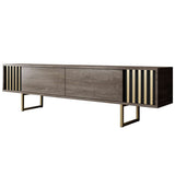 TV Meubels - TV Meubel Walnoot Gold Line 180x48x30 - Gouden Frame - Dimehouse