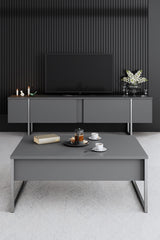 Salontafels - Rechthoekige Salontafel Antraciet Luxe 90x60 - Zilver Frame - Dimehouse
