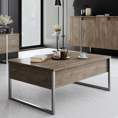 Salontafels - Rechthoekige Salontafel Walnoot Luxe 90x60 - Zilver Frame - Dimehouse