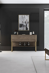 Dressoirs - Modern Dressoir Walnoot Luxe 120x80x30 - Gouden Frame - Eén Vak - Dimehouse