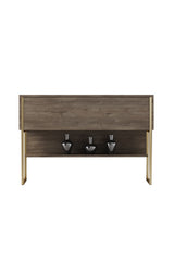 Dressoirs - Modern Dressoir Walnoot Luxe 120x80x30 - Gouden Frame - Eén Vak - Dimehouse