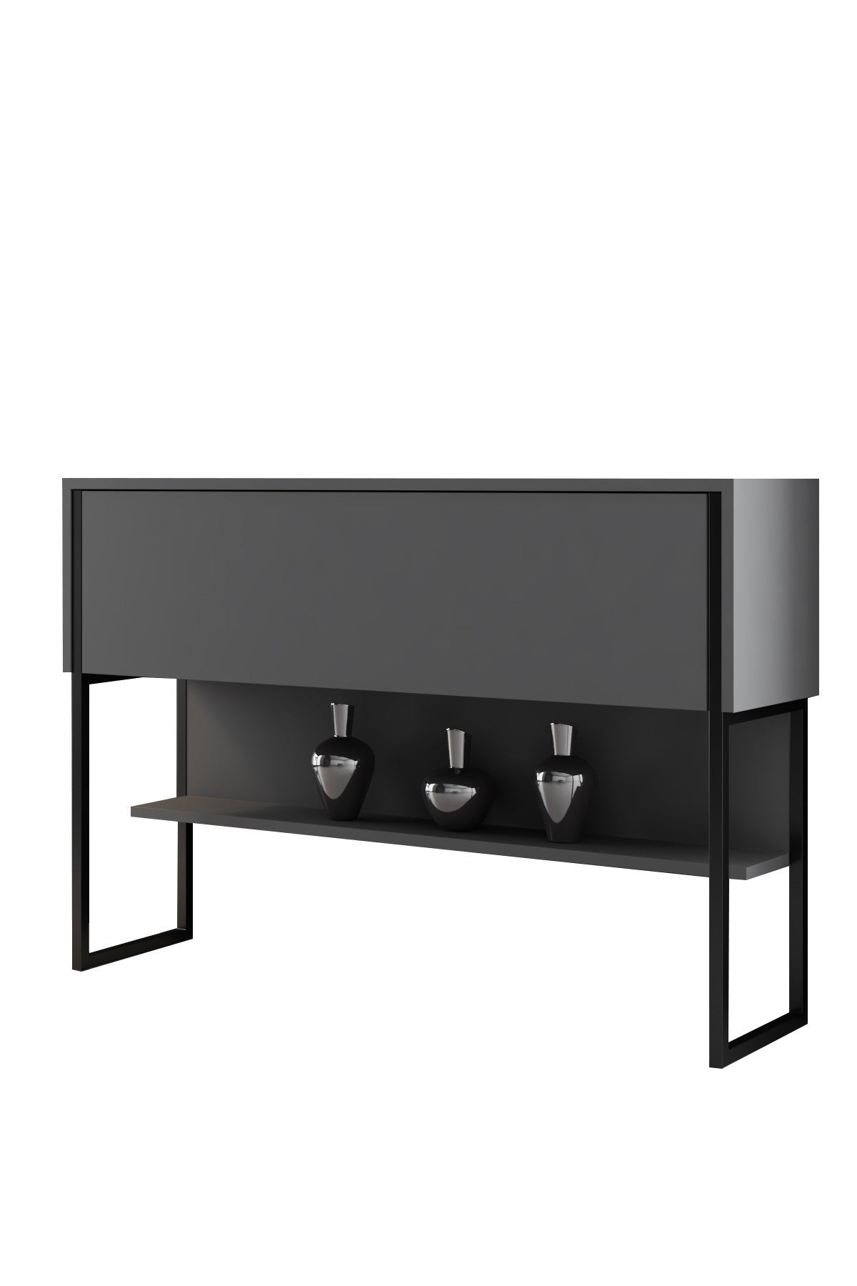 Dressoirs - Modern Dressoir Antraciet Luxe 120x80x30 - Zwart Frame - Eén Vak - Dimehouse
