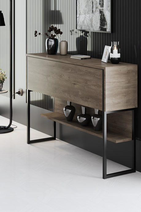 Moderne skænk Walnut Luxury 120x80x30 - Sort stel - Et rum