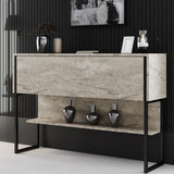 Moderne skænk Travertine Luxury 120x80x35 - Sort stel - Et rum