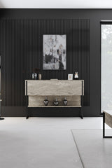 Moderne skænk Travertine Luxury 120x80x35 - Sort stel - Et rum