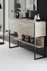 Moderne skænk Travertine Luxury 120x80x35 - Sort stel - Et rum