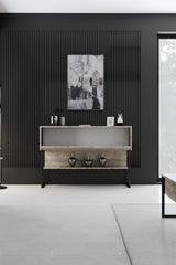 Moderne skænk Travertine Luxury 120x80x35 - Sort stel - Et rum