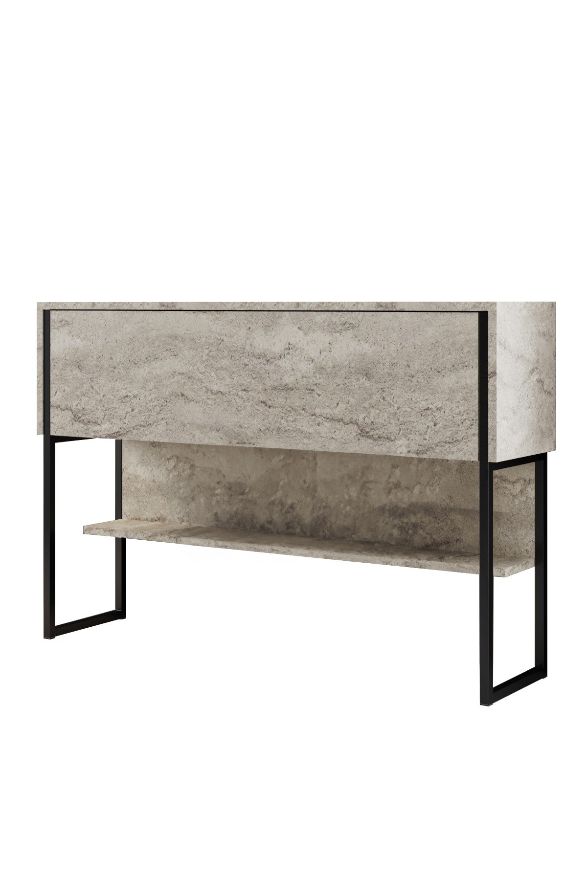 Moderne skænk Travertine Luxury 120x80x35 - Sort stel - Et rum