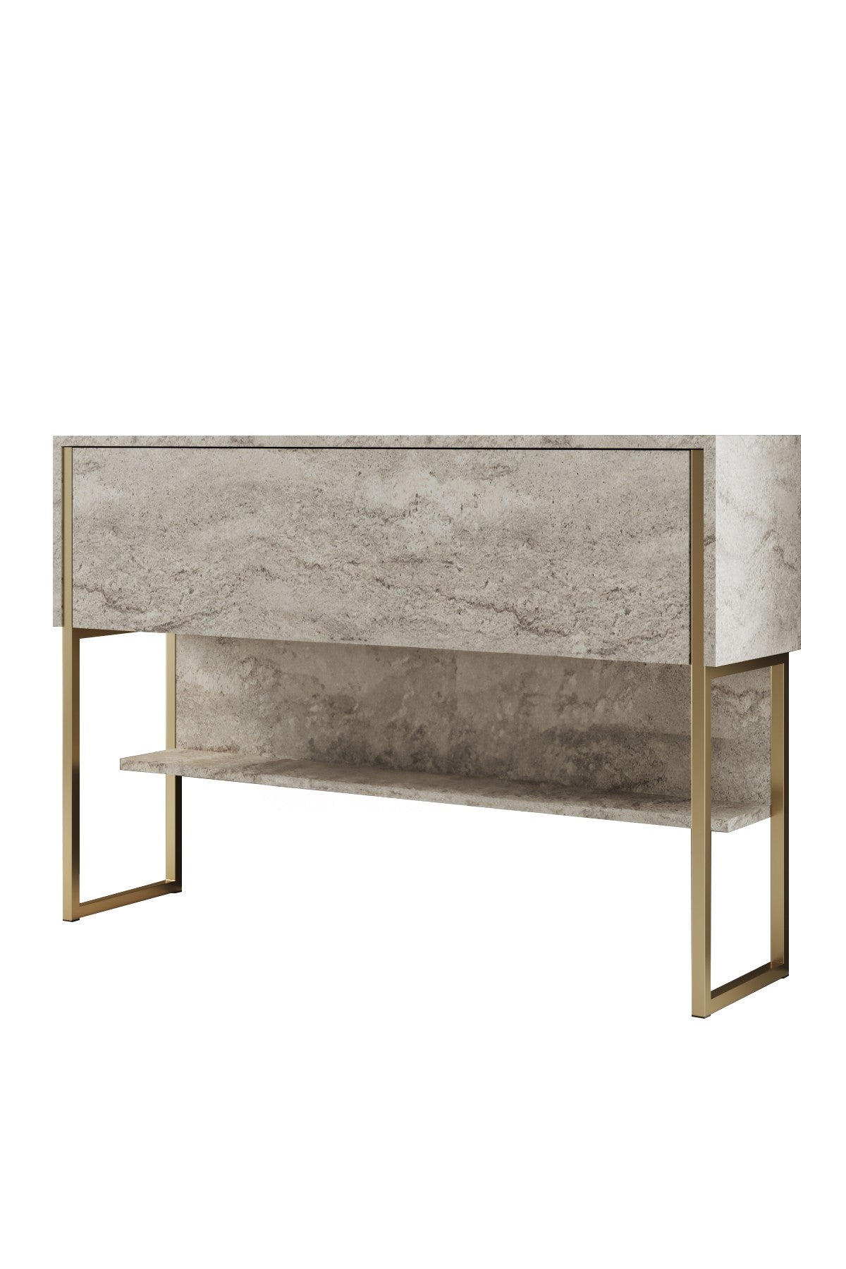 Moderne skænk Travertine Luxury 120x80x30 - Guldramme - Et rum