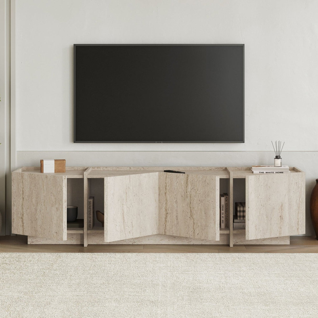 Lowen tv-meubel travertine 180 cm Gemelamineerd hout