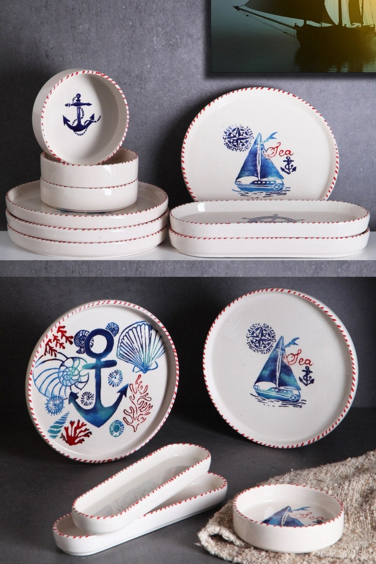 KAHSER14-MARINE Hvid Blå Rød 100% KERAMISK 6 cm bred