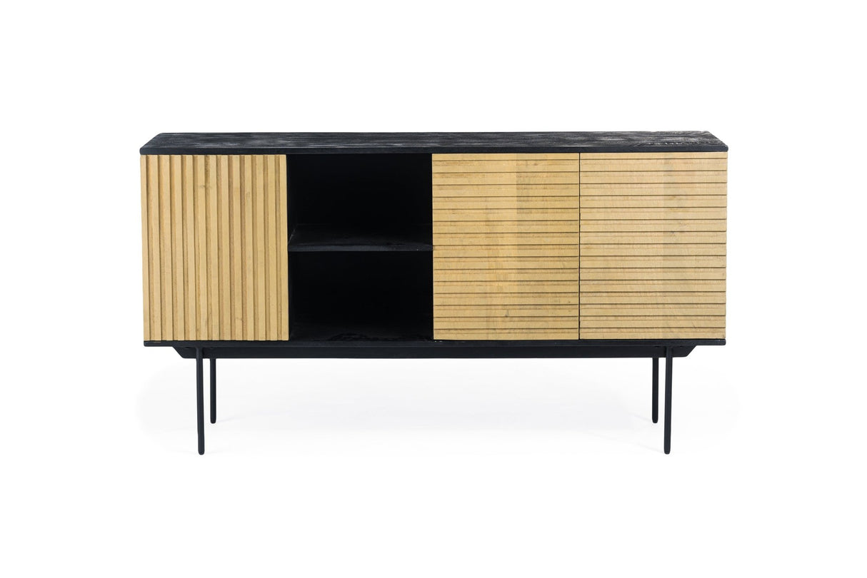 Dressoirs - Dressoir Manu mangohout zwart naturel 160x40x86 cm - Dimehouse