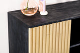 Dressoirs - Dressoir Manu mangohout zwart naturel 160x40x86 cm - Dimehouse