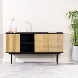 Dressoirs - Dressoir Manu mangohout zwart naturel 160x40x86 cm - Dimehouse