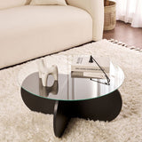 Salontabel Aris Rund 75 cm Glas - Sort Understel 