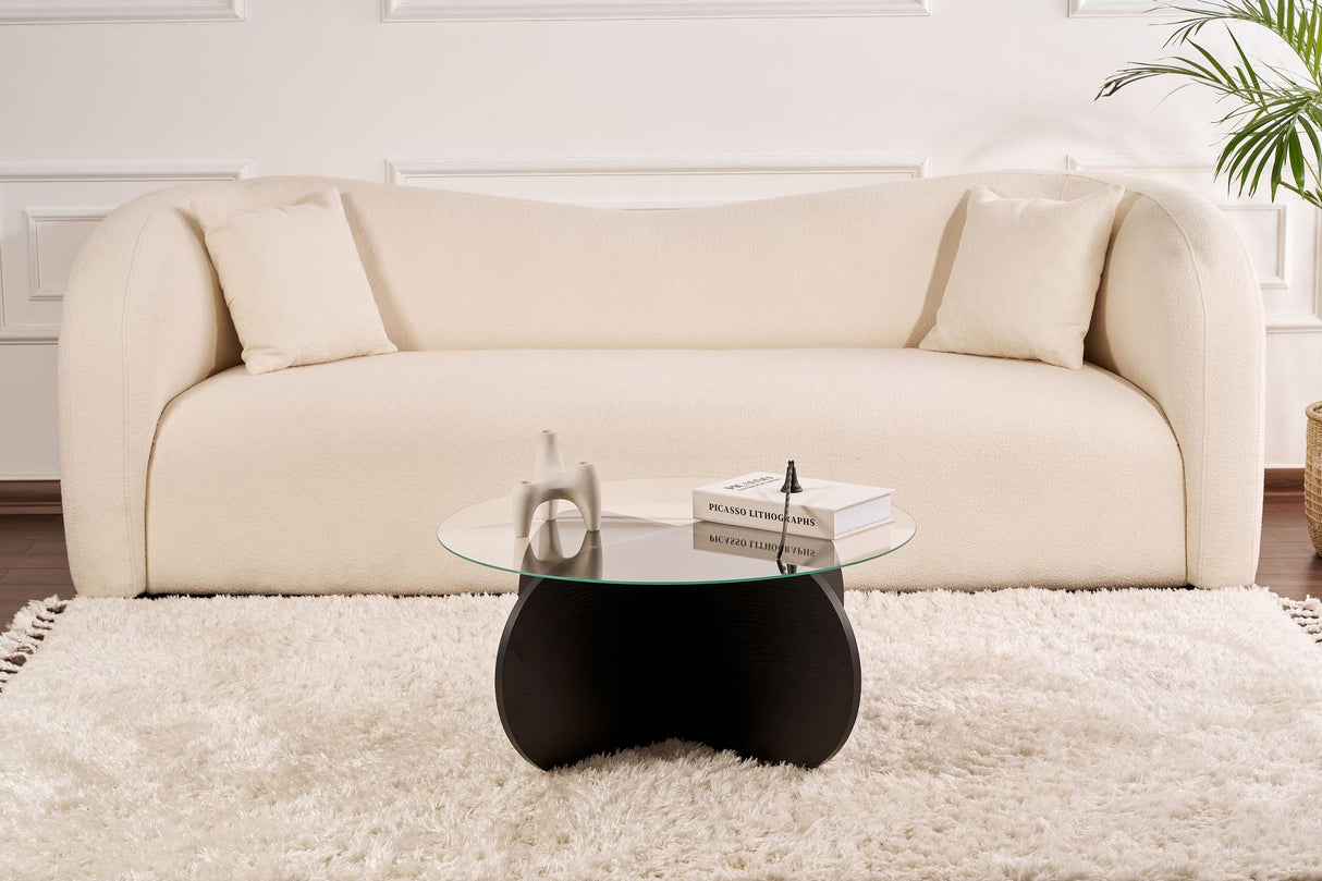 Salontabel Aris Rund 75 cm Glas - Sort Understel 